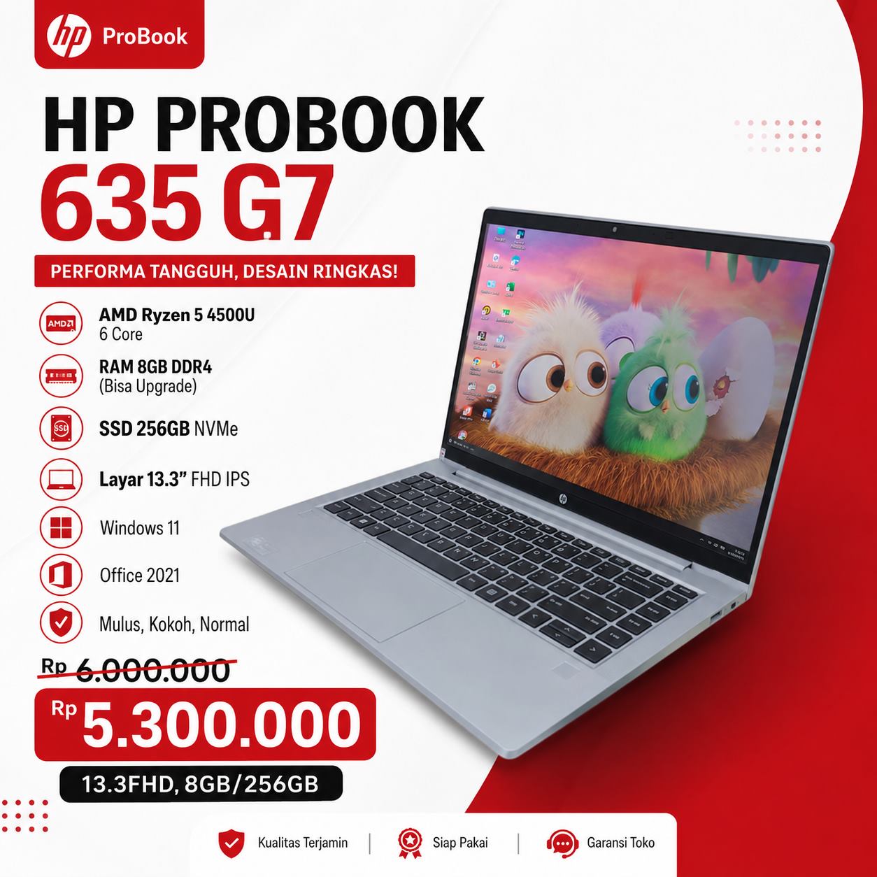 Jual Laptop Second Pekanbaru - Hp Probook 635 G7 Ryzen 5